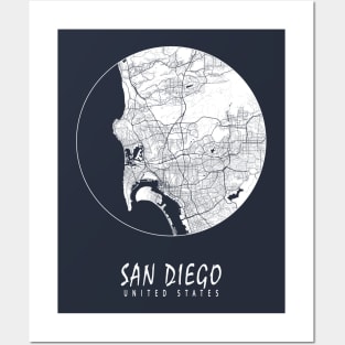 San Diego, California, USA City Map - Full Moon Posters and Art